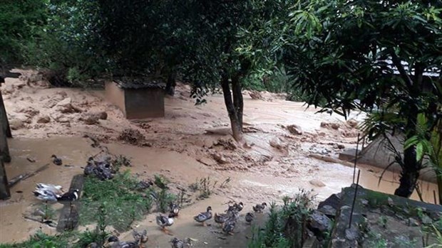 Hình ảnh mưa bão gây ngập lụt tại huyện biên giới Mường Lát, tỉnh Thanh Hóa. (Nguồn: TTXVN)