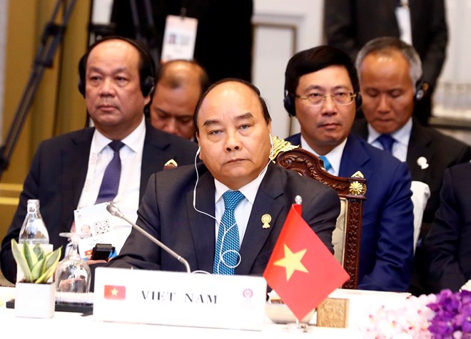 Prime Minister Nguyen Xuan Phuc at the plenary session of the 34th ASEAN Summit in Bangkok, Thailand, on June 22 (Photo: VNA)