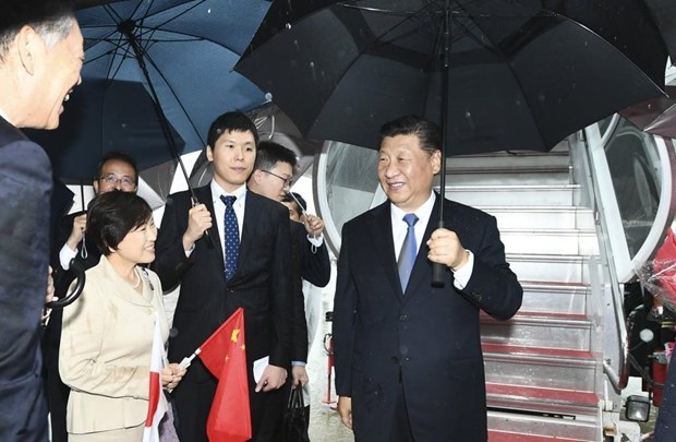 Chủ tịch Trung Quốc Tập Cận Bình đến Nhật Bản dự hội nghị thượng đỉnh G20. (Nguồn: Xinhua)