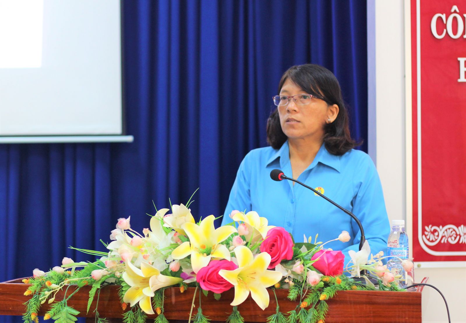 Phó Chủ tịch Liên đoàn Lao động tỉnh – Lê Thị Thu Cúc đề nghị các Công đoàn cơ sở tiếp tục tích cực học tập nâng cao lý luận chính trị, chuyên môn nghiệp vụ.