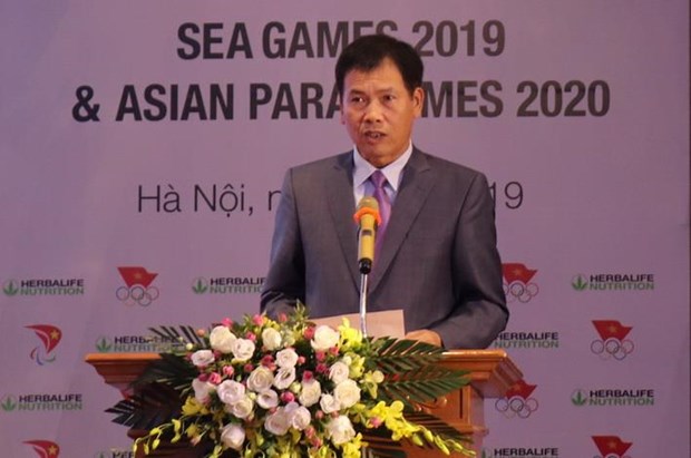 Phó Tổng cục trưởng Tổng cục Thể dục thể thao Trần Đức Phấn phát biểu tại buổi lẽ. (Ảnh: Vietnam+)