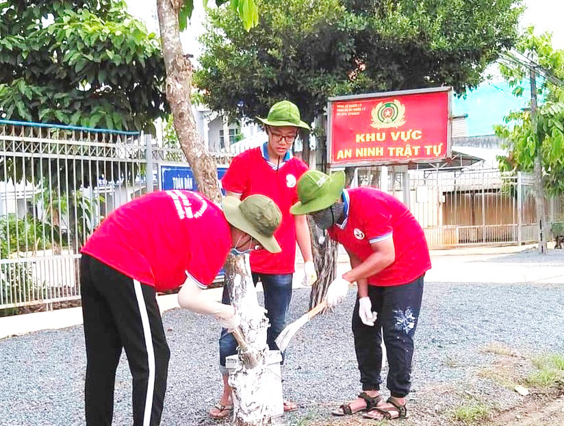 Tuổi trẻ tham gia trồng, chăm sóc cây xanh, tạo vẻ mỹ quan, môi trường xanh, sạch, đẹp