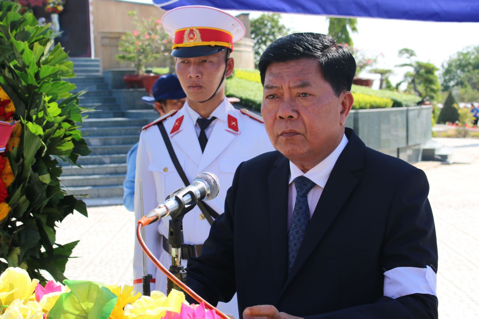 Chairman of the People's Committee, Head of the Steering Committee 515 - Tran Van Can delivers his speech at the ceremony