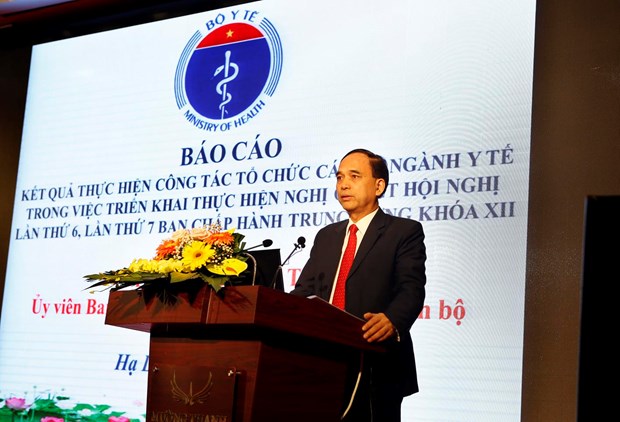 Ông Phạm Văn Tác - Vụ trưởng Vụ Tổ chức cán bộ (Bộ Y tế) phát biểu tại hội nghị. (Ảnh: Dương Ngọc/TTXVN)