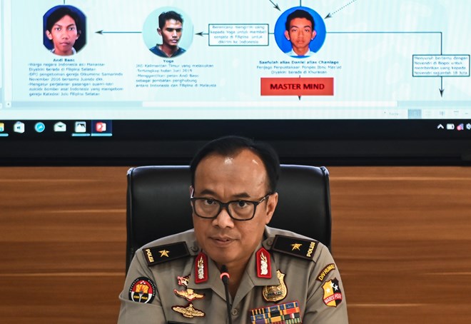 Indonesian police crush bomb-attack plot on Independence Day Indonesian national police spokesman Brigadier General Dedi Prasetyo (Source: AFP/VNA)