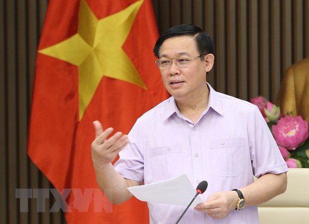 Tiếp tục thúc đẩy Cơ chế một cửa quốc gia, Cơ chế một cửa ASEAN Phó Thủ tướng Chính phủ Vương Đình Huệ phát biểu. (Ảnh: Dương Giang/TTXVN)