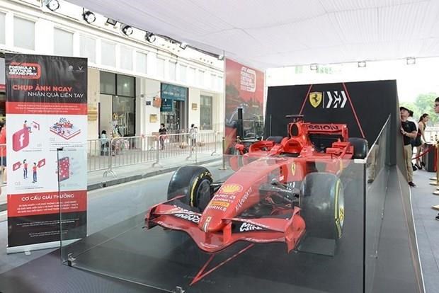 Ferrari F1 racing car on display in Hanoi's Hoan Kiem Lake area (Photo: VNA)