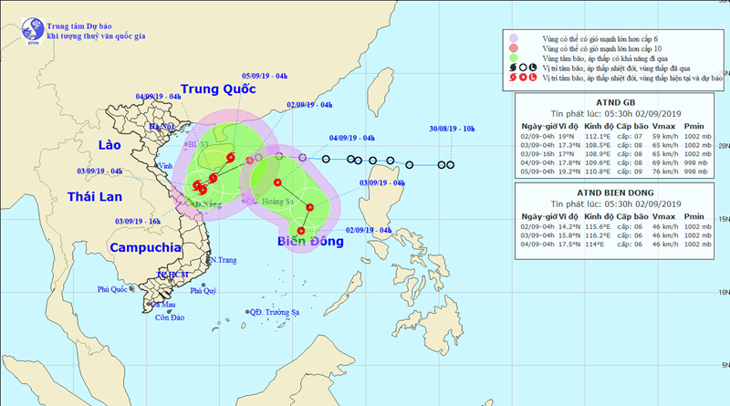 Áp thấp nhiệt đới chồng áp thấp nhiệt đới giật cấp 9 đe dọa Biển Đông