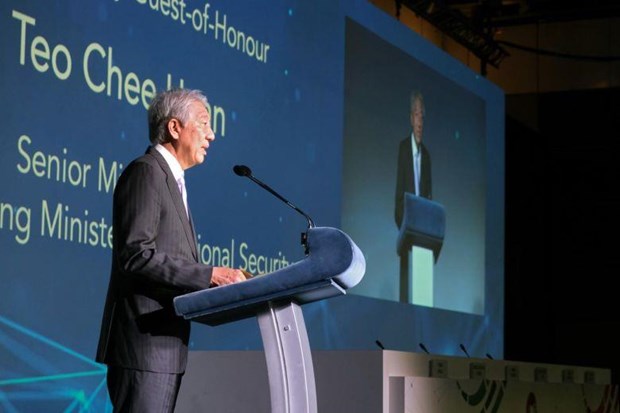 Senior Minister Teo Chee Hean speaks at the opening of the fourth Singapore International Cyber Week (Photo: VNA)