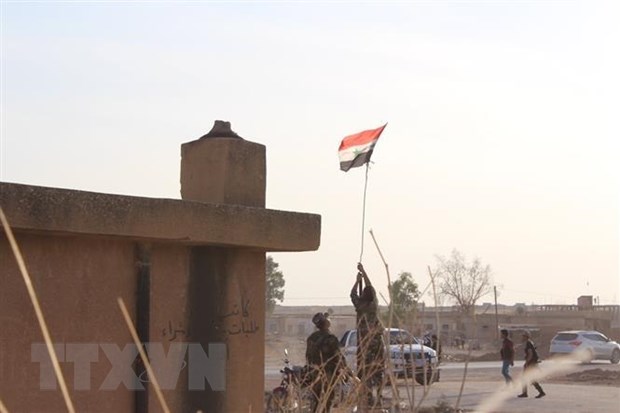 Binh sỹ Syria tại thị trấn Tall Tamr, tỉnh Hasakah, ngày 15/10/2019. (Nguồn: THX/TTXVN)