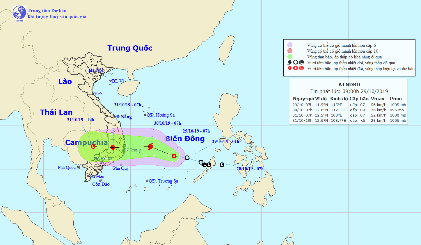 ATNĐ khả năng mạnh lên thành bão vào chiều tối 29/10