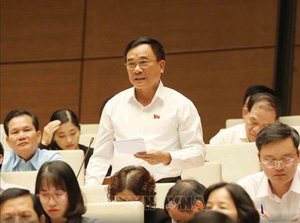 ‘Dự án Long Thành phải tạo động lực cho Việt Nam cất cánh, vươn cao’ Đại biểu Mai Sỹ Diến (Đoàn đại biểu Quốc hội tỉnh Thanh Hóa) phát biểu. (Nguồn ảnh: TTXVN)