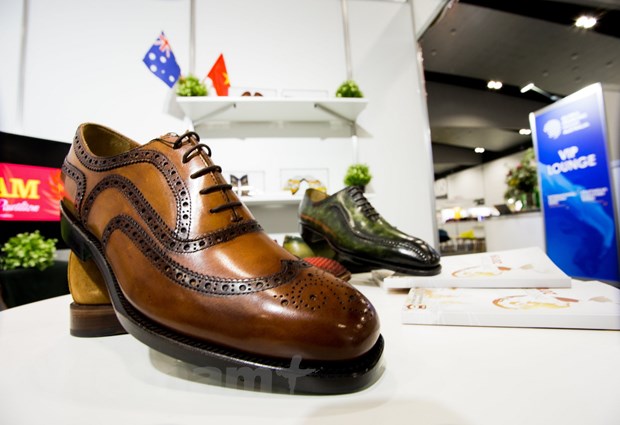 Một sản phẩm da giày của Việt Nam triển lãm tại Hội chợ Quốc tế về Nguồn hàng 2019. (Ảnh: Thương vụ Việt Nam tại Australia cung cấp)