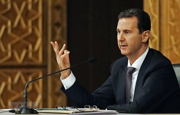 Tổng thống Syria Bashar al-Assad phát biểu trong một cuộc họp tại Damascus. (Ảnh: AFP/TTXVN)