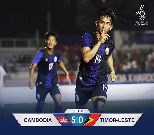 U22 Campuchia thắng tưng bừng trước U22 Timor Leste.