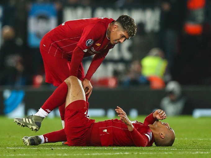 Liverpool có thể mất Fabinho trong 8 tuần vì chấn thương gặp phải ở trận hòa 1-1 với Napoli