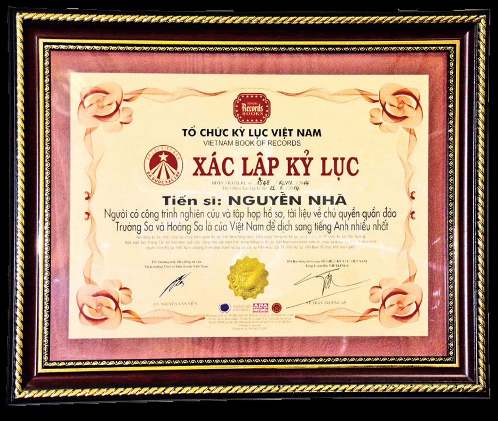 Tiến sĩ Nguyễn Nhã Hơn 40 năm tâm huyết với Hoàng Sa, Trường Sa