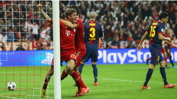 Bàn thắng của Thomas Muller vào lưới Barca tại bán kết Champions League 2013- mùa giải mà họ đã thắng Barca 7-0 cả hai lượt trận và giành quyền vào chung kết gặp BcB Dortmund. (Ảnh: Nguồn Fcb.de)