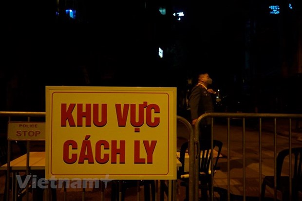 22 ngôi nhà cùng 176 nhân khẩu tại Trúc Bạch đã được cách ly. (Ảnh: Minh Hiếu/Vietnam+)