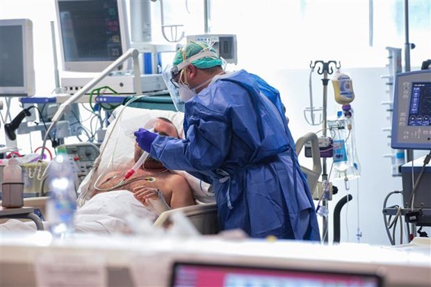 Bệnh nhân nhiễm COVID-19 được điều trị tại bệnh viện ở Lombardy, Italy, ngày 17/3/2020. (Ảnh: AFP/TTXVN)