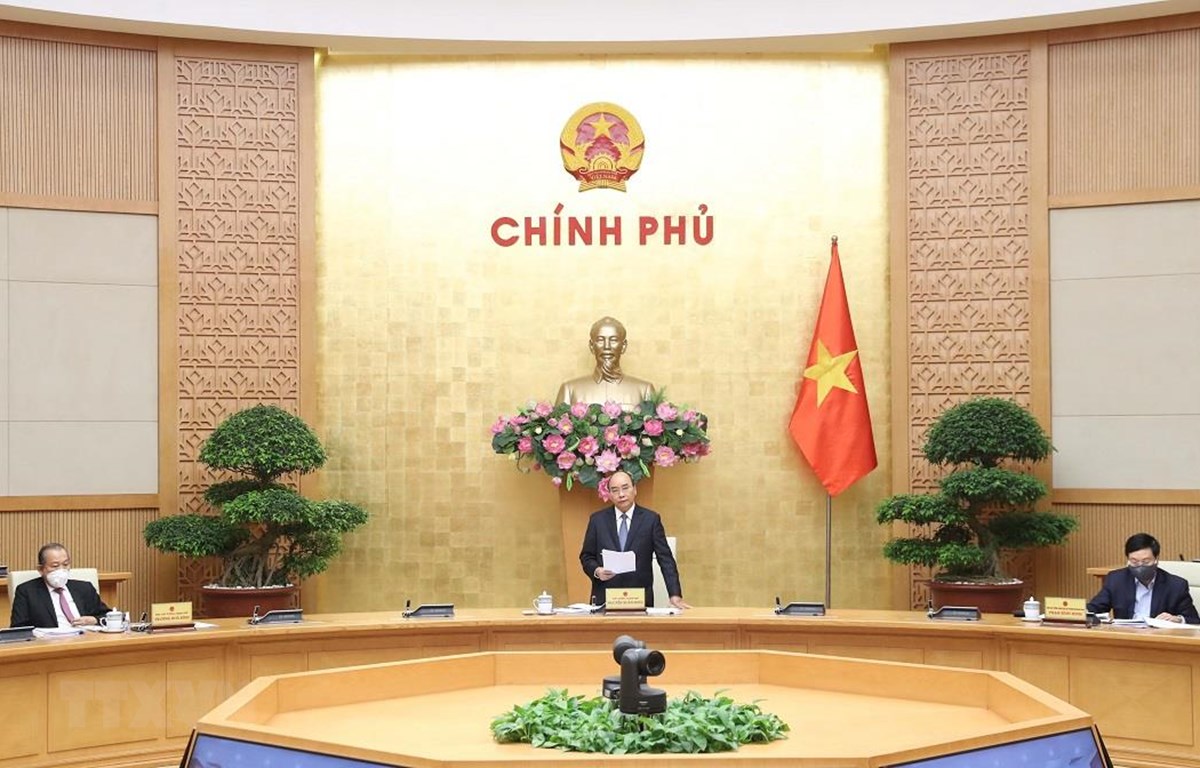 Thủ tướng Nguyễn Xuân Phúc phát biểu tại phiên họp Thường trực Chính phủ. (Ảnh: Thống Nhất/TTXVN)