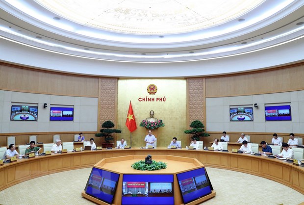 Thủ tướng Nguyễn Xuân Phúc chủ trì họp Thường trực Chính phủ với Ban Chỉ đạo Quốc gia phòng, chống dịch COVID-19. (Ảnh: Thống Nhất/TTXVN)