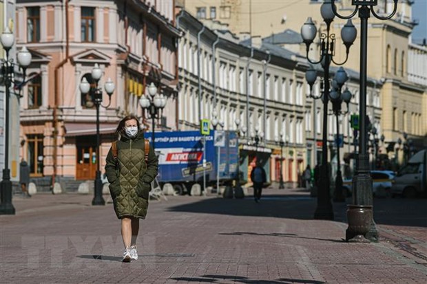 Đường phố thủ đô Moskva, Nga vào thời điểm dịch COVID-19 hoành hành, ngày 7/4/2020. (Nguồn: THX/TTXVN)