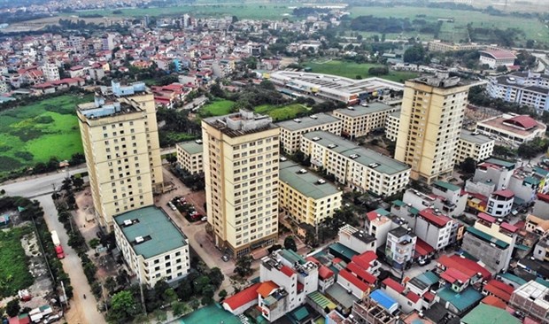 State to encourage construction of cheap apartments Social housing projects in Dong Anh district, Hanoi, for workers in Thang Long Industrial Park (Photo: VNA)