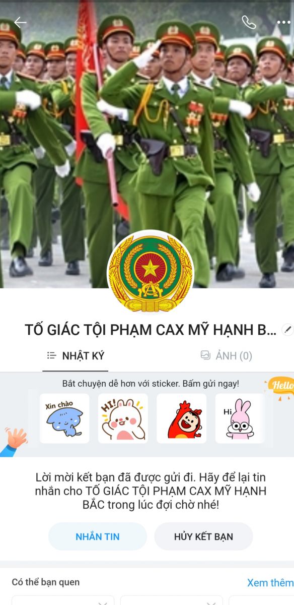 Trang Zalo tuyên truyền, tiếp nhận tin báo tố giác tội phạm của Công an xã Mỹ Hạnh Bắc