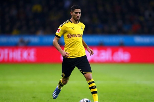 Hakimi trong màu áo Dortmund. (Nguồn: onefootball)