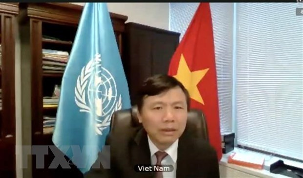 Vietnam joins UNSC open debate on peace operation, human rights Head of Vietnam's Permanent Mission to the UN Ambassador Dang Dinh Quy speaks at the UN Security Council (UNSC) video teleconference on peace operation and human rights on July 7. (Photo: VNA)