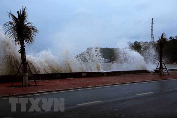 Sóng lớn tại khu vực biển tại quận Đồ Sơn, thành phố Hải Phòng. (Ảnh: An Đăng/TTXVN)
