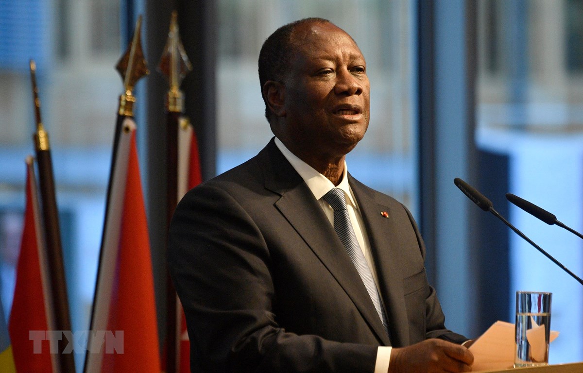 Tổng thống Côte d'Ivoire Alassane Ouattara phát biểu tại một hội nghị ở Berlin, Đức, ngày 19/11/2019. (Ảnh: AFP/TTXVN)