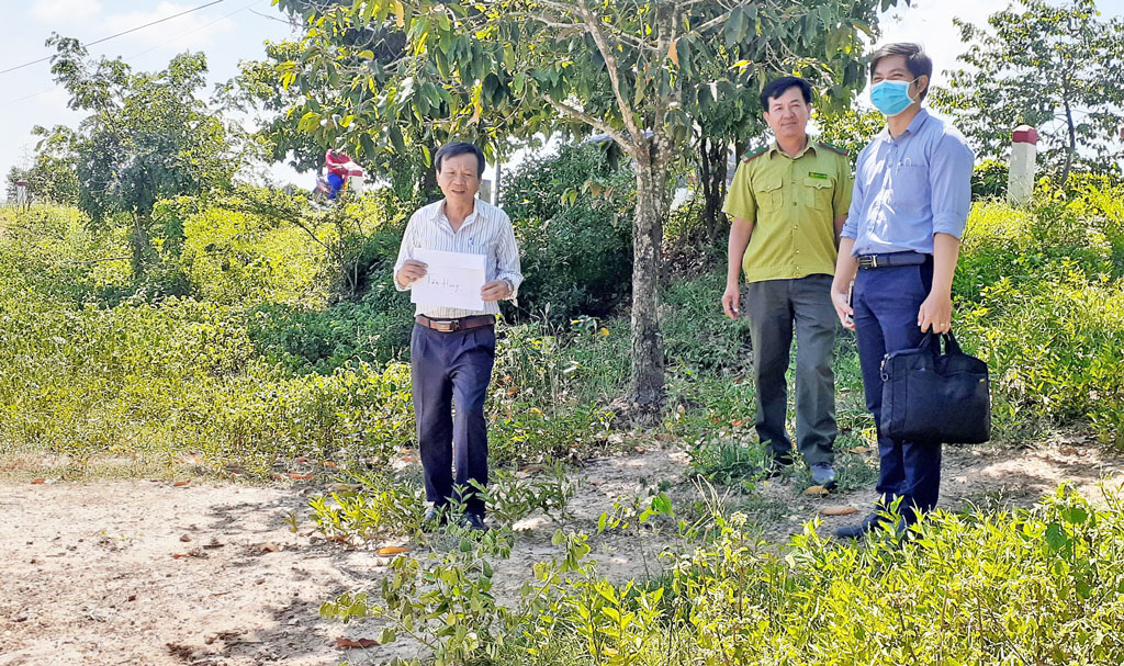 Tan Hung proposes to support border planting protective forests The delegation inspects the reality of the protective forest area at the border line