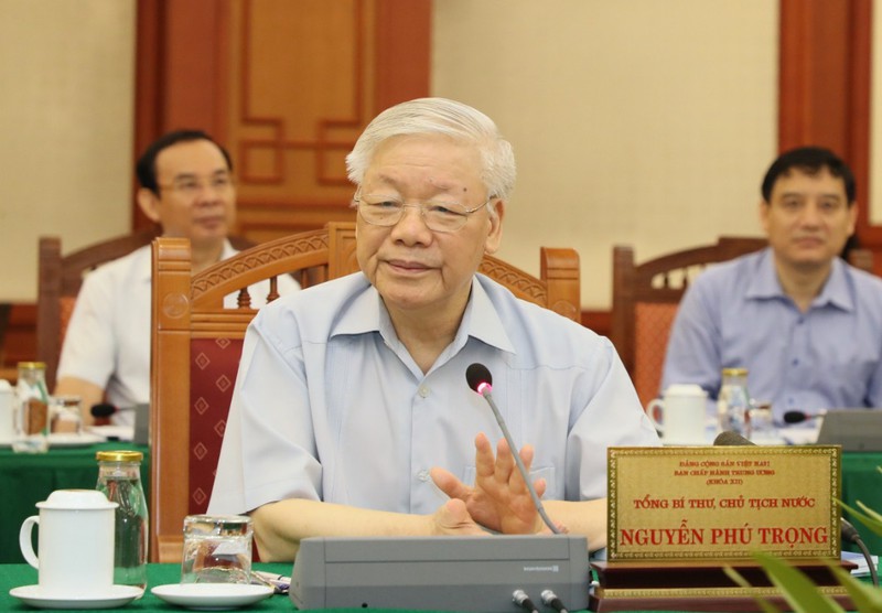Tổng Bí thư, Chủ tịch nước Nguyễn Phú Trọng phát biểu tại buổi làm việc