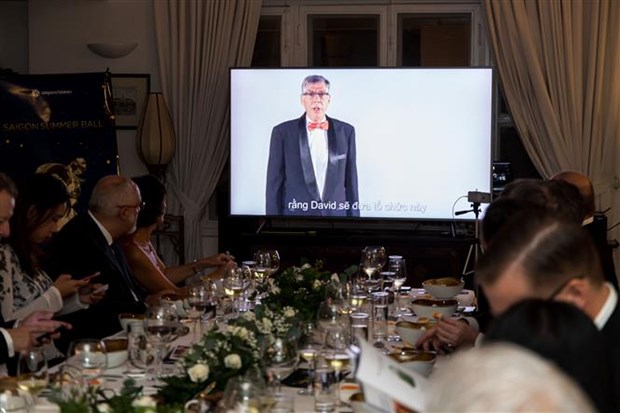 A representative of the  Saigon Children’s Charity speaks at the virtual fundraising event (Photo: VNA)