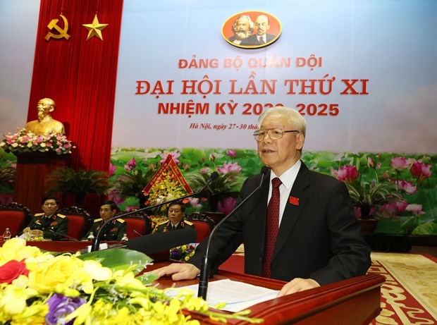 Party General Secretary and President Nguyen Phu Trong speaks at the 11th Party Congress of the Vietnam People’s Army (Photo: VNA)
