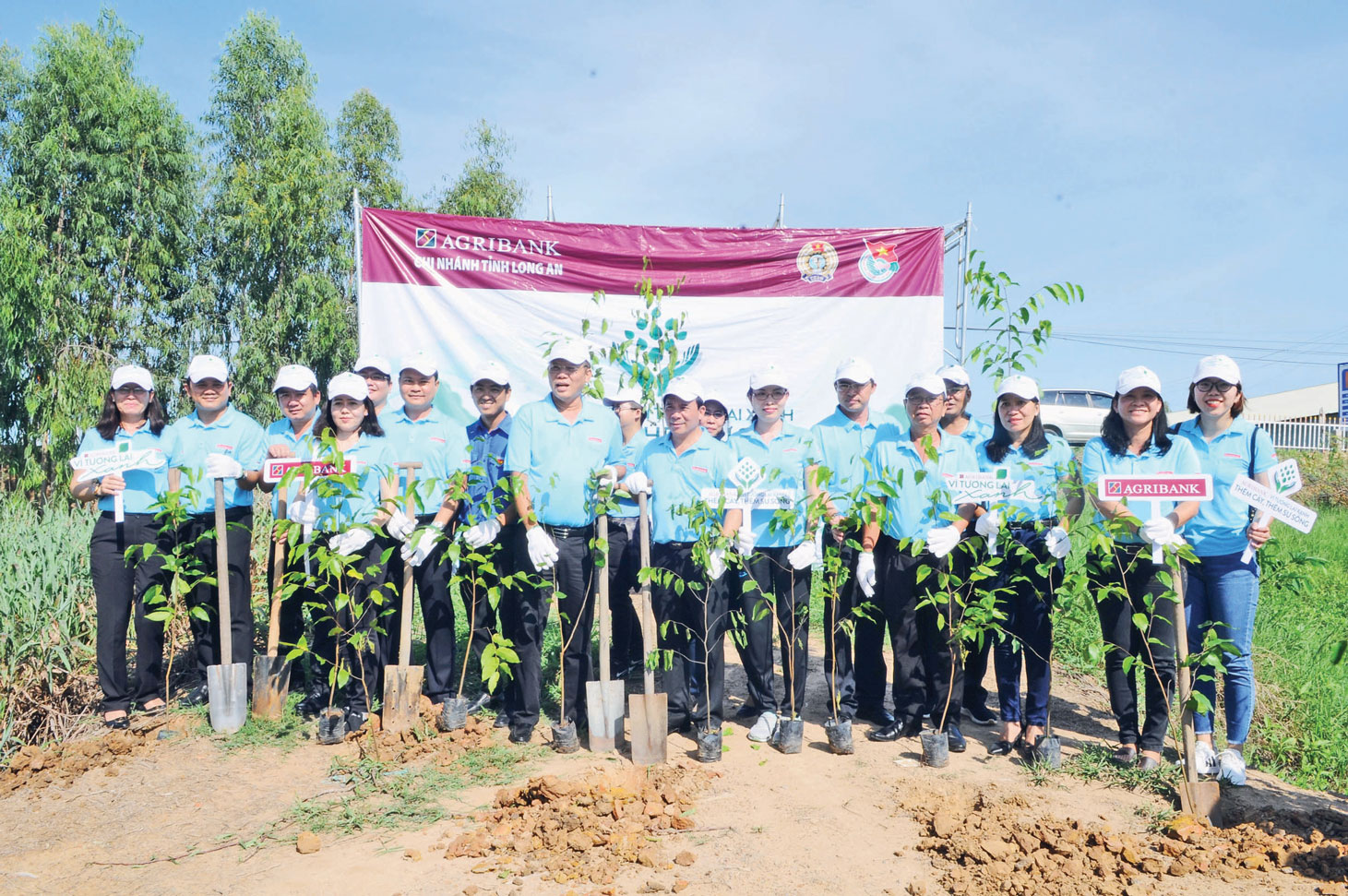 Trồng mới và chăm sóc 2.000 cây xanh tại huyện Mộc hóa, Tân Hưng, Vĩnh Hưng và thị xã  Kiến Tường, với tổng kinh phí 120 triệu đồng