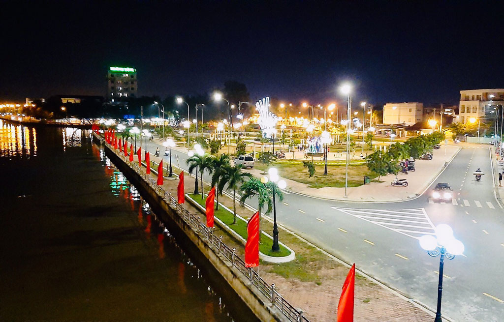 Sparkling street at night