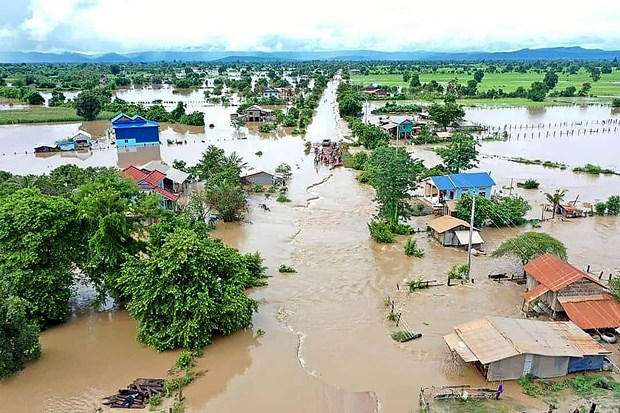 A flooded area in Cambodia's Battambang province on October 10 (Photo: AFP/VNA)