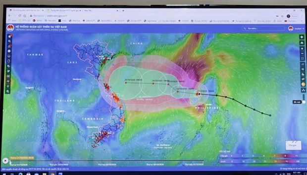Sơ đồ đường đi của bão số 8. (Ảnh: Trần Việt/TTXVN)