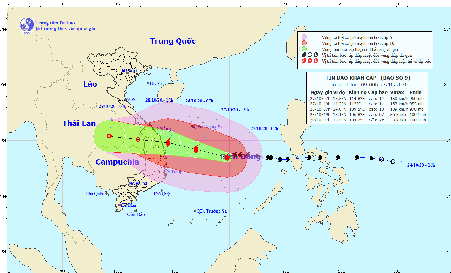 Đường đi của bão số 9.