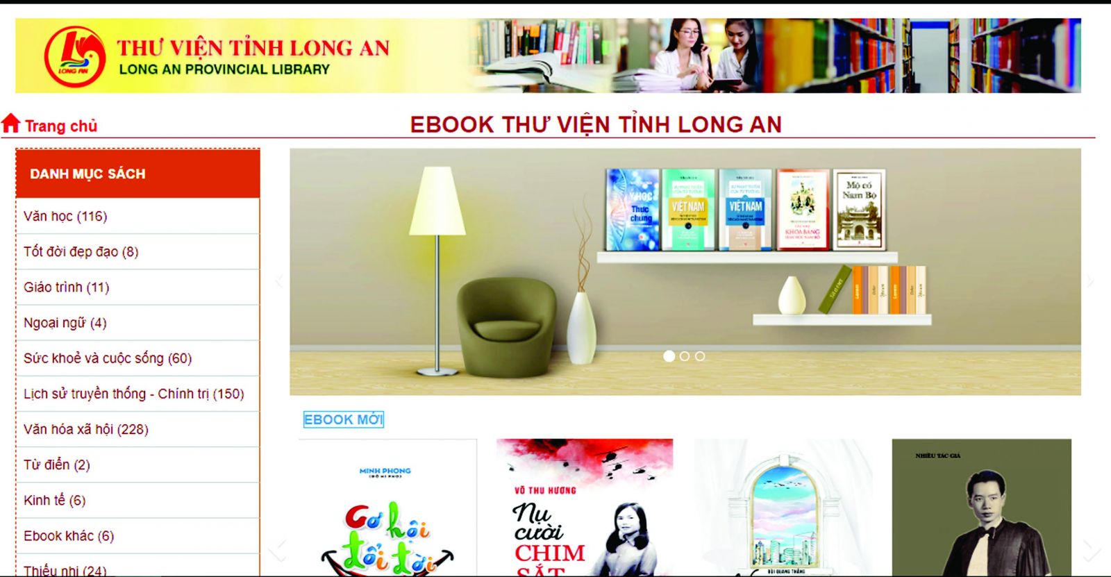Thư viện thời chuyển đổi số Trang Thư viện điện tử tỉnh