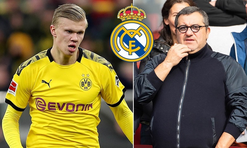 Real Madrid dựa vào mối quan hệ tốt với 'cò bự' Mino Raiola để ký Haaland 