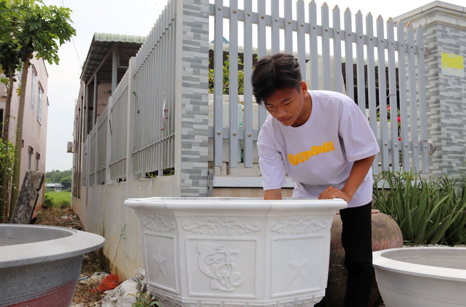 Nghề làm chậu kiểng vào mùa tết