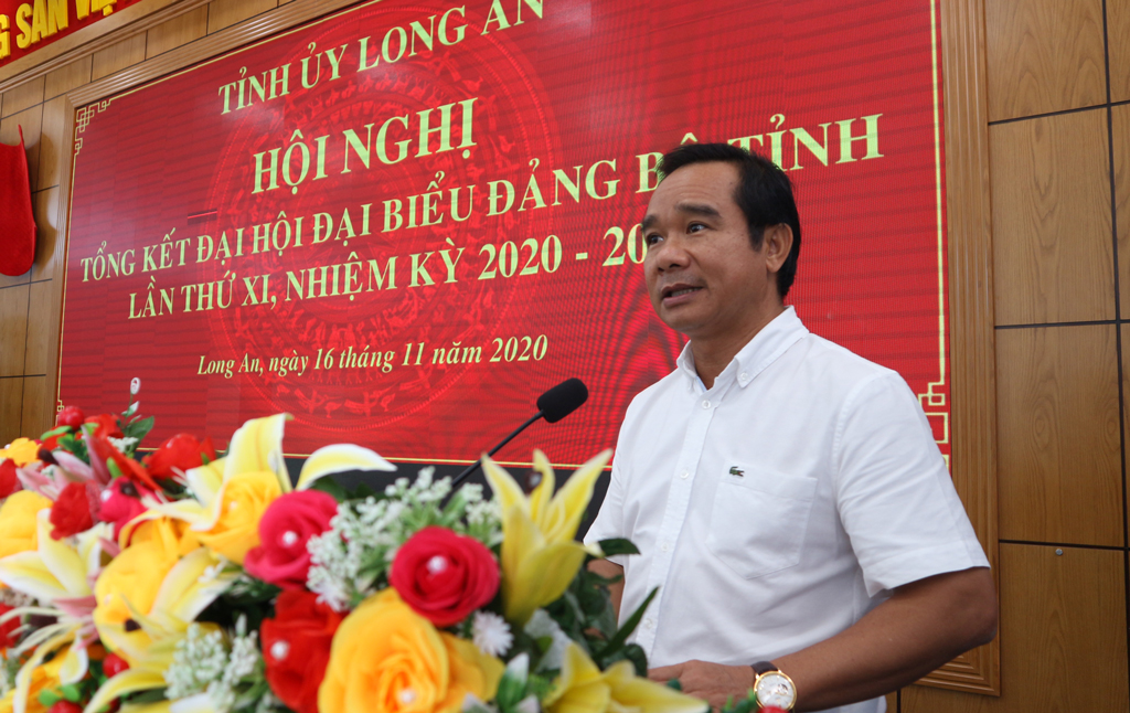 Long An: Summary of XIth Congress of Party Committee, term 2020-2025 Secretary of the Provincial Party Committee - Nguyen Van Duoc speaks to direct at the conference