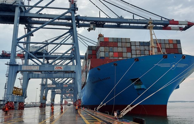 Vietnam’s best logistics firms in 2020 announced Container ship Margrethe Maersk docks at Cap Mep International Terminal in southern Ba Ria-Vung Tau province (Photo: VNA)