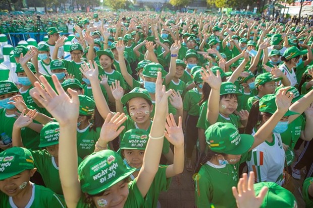 Children take part in the Walking Day event in Can Tho on November 22. (Photo courtesy of Nestlé)