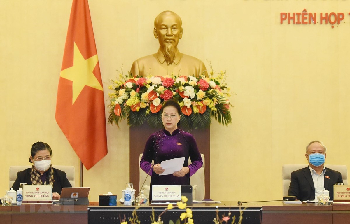 Khai mạc Phiên họp thứ 51 của Ủy ban Thường vụ Quốc hội Chủ tịch Quốc hội Nguyễn Thị Kim Ngân chủ trì và phát biểu khai mạc Phiên họp thứ 51 của Ủy ban Thường vụ Quốc hội. (Ảnh: Trọng Đức/TTXVN)