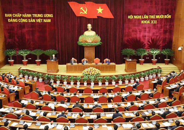 Party Central Committee convenes 14th session A view of the 14th session of the 12th Party Central Committee that opened in Hanoi on December 14 (Photo: VNA)